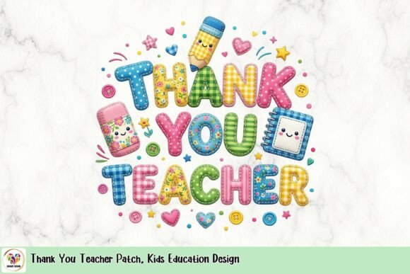 Charming Thank You Teacher Patch Design for Kids’ Education Themes
