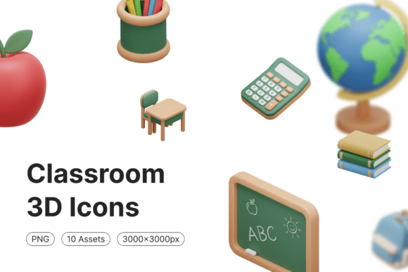 Classroom 3D Icons: Enhancing Educational Design with Modern Visual Assets