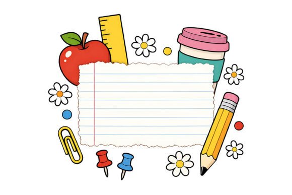 Cute School Supplies Notebook Frame: A Versatile Design for Learning and Creativity