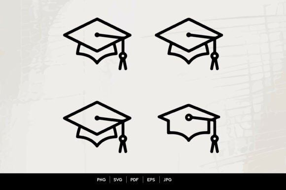 Graduation Cap Outline Icon Set: A Versatile Design Resource for Educational Themes