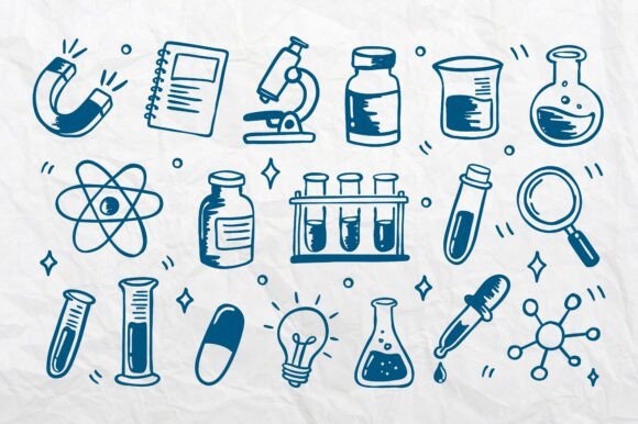 Hand Drawn Chemistry Laboratory Elements