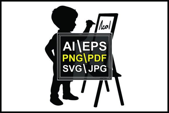 Silhouette of Child Painting Local on Easel: A Versatile Creative Resource
