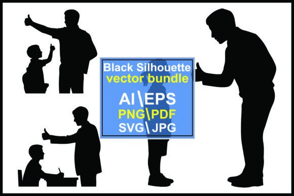 Silhouettes of Adults and Children Giving Thumbs Up