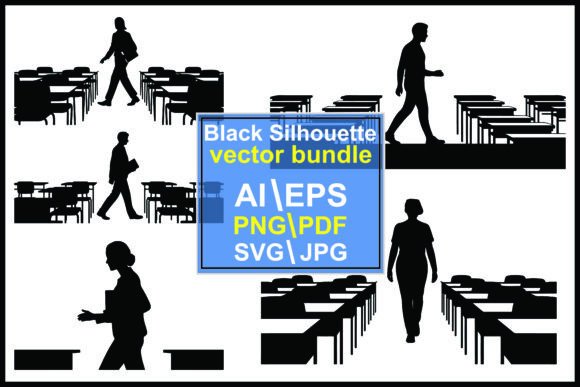 Silhouettes of People Walking Classrooms