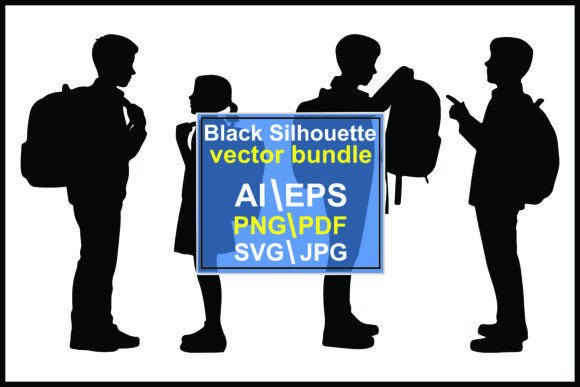 Silhouettes of Students Backpacks Standi: A Strategic Resource for Visual Storytelling