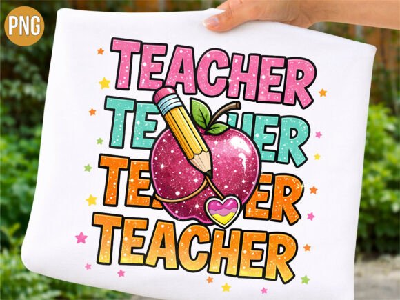 Teacher Apple Pencil Education PNG Shirt